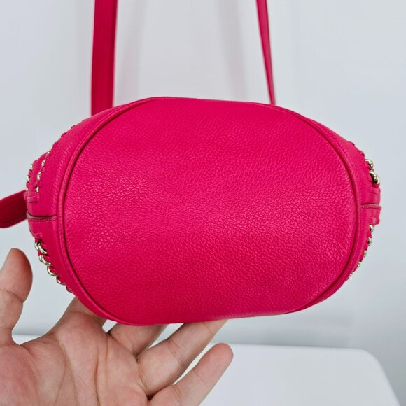 Coach Whiplash Mini Duffel Bag Hot Pink Gold Metallic Stitching Crossbody Strap - Picture 8 of 13